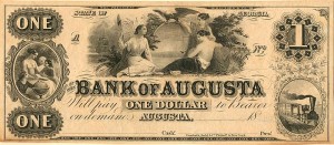 Bank of Augusta - Obsolete Banknote - Paper Money
